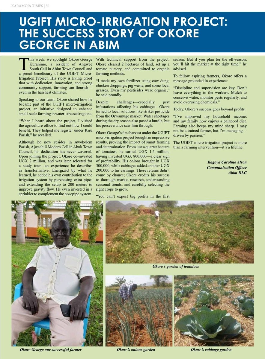UGIFT MICRO IRRIGATION PROJECT.
THE SUCCESS STORY OF OKORE GEOEGE IN ABIM DISTRICT. 
#karamojatimes
<a href="/carolinealson/">Caroline Alson Kagoya.</a>
