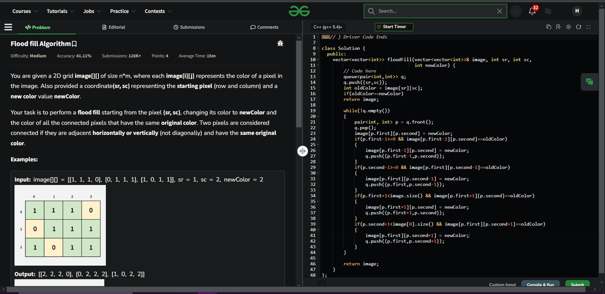 hardikagarwal01's tweet photo. Day 149 of GFG 160:Problem Solved : "Flood fill Algorithm" Huge thanks to @geeksforgeeks for the fantastic challenge!  #gfg160 and #geekstreak2024 #GeeksForGeeks
@geeksforgeeks https://t.co/xD4JHMFnfa