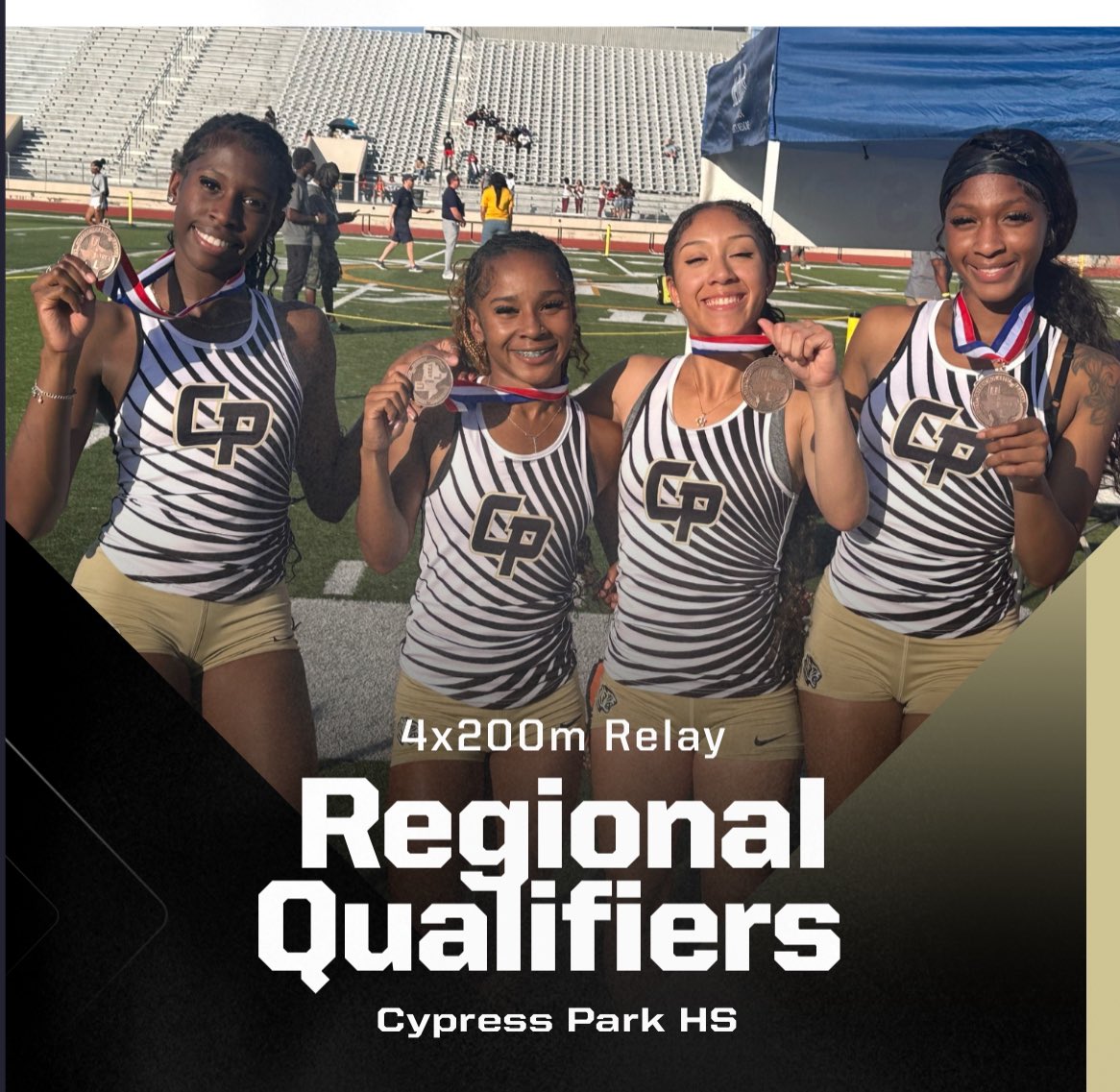 CyParkGirlsXCT1's tweet photo. The 4x200m Relay team is headed to REGIONALS! Way to go ladies! @CypressParkHS @CyParkAthletics #RiseUp https://t.co/GnXo7j0dHI