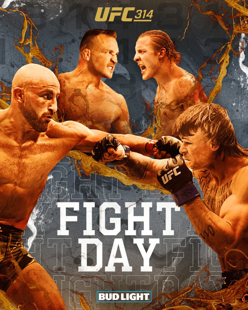 ufc's tweet photo. THE WAIT IS NEARLY OVER! ⏳

It's finally #UFC314 Fight Day! 

[ 10pmET on @ESPNPlus PPV | B2YB: @BudLight ] https://t.co/774WXYVCQL