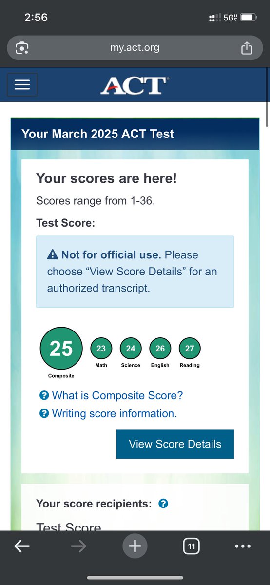 First act score came back. 25 composite 
<a href="/CoachShaunHarr1/">Coach Shaun Harris</a>