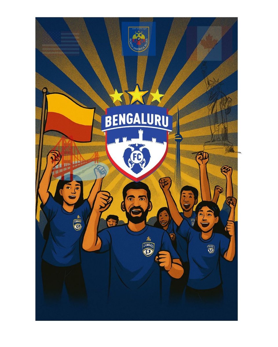wbbnorthamerica's tweet photo. Thousands of miles away, but our hearts beat in sync with every kick, every chant, every Blue breath.
East coast to West, we stand with you @bengalurufc , you carry not just a dream, but all of us with you.
Bring it home ⭐.
ಜೈ ತಾಯಿ ಭುವನೇಶ್ವರಿ 🟡🔴
#WeAreBFC  #ISLFinal #ಒಟ್ಟಿಗೆ https://t.co/p8ahTtwYr8
