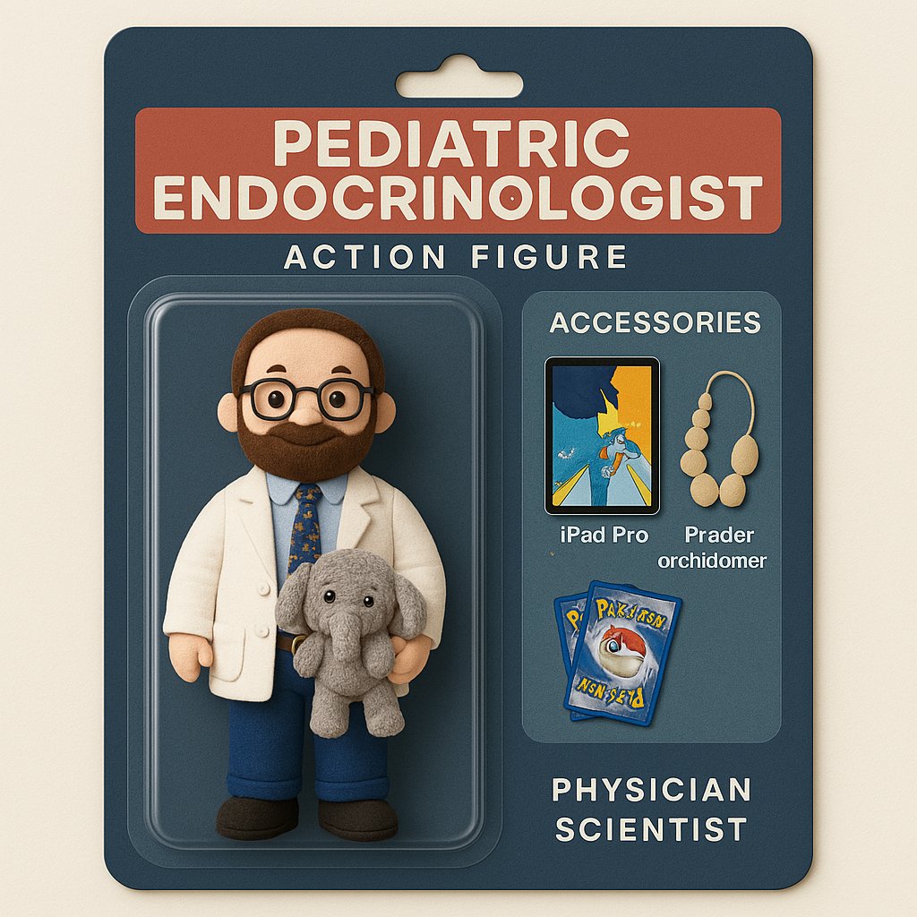 DiabetesNinja's tweet photo. Jumping into the #BarbieBoxChallenge β but make it Physician Scientist edition. π§¬π₯
Now introducing: the Pediatric Endocrinologist Action Figureβcomes with iPad Pro, Prader orchidometer, PokΓ©mon cards, and a plush sidekick.
#EndoTwitter #PedsEndo #PhysicianScientist https://t.co/Fe1KcN1yl5