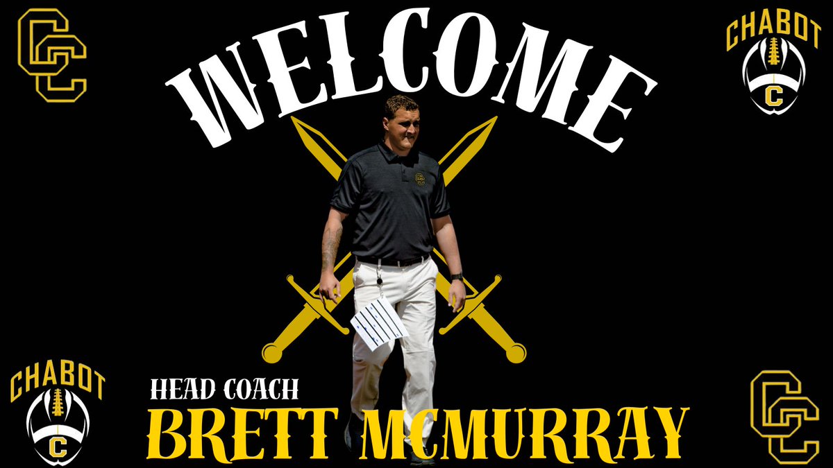 Brett McMurray (@coachmcmurray5) on Twitter photo I am thrilled to share that I have officially accepted the position of Head Football Coach at Chabot College! This is an incredible opportunity, and I am honored to be part of such a vibrant community and tradition of excellence. Lets Work! #Gladiators <a href="/ChabotFootball/">Chabot Football</a> I am thrilled to share that I have officially accepted the position of Head Football Coach at Chabot College! This is an incredible opportunity, and I am honored to be part of such a vibrant community and tradition of excellence. Lets Work! #Gladiators <a href="/ChabotFootball/">Chabot Football</a>