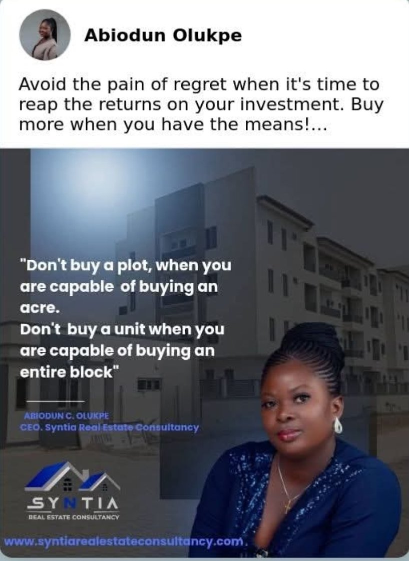 Aolukpe's tweet photo. Buy land in multiple plots when you have the money at hand. https://t.co/aLmICrRJm7