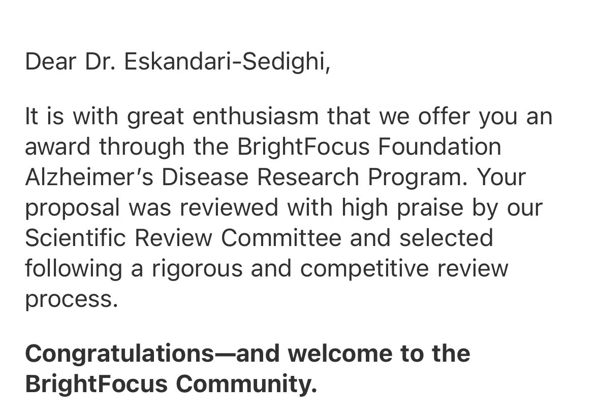 This amazing news made my week! 🎊 I’m beyond blessed to be part of the <a href="/_BrightFocus/">BrightFocus Foundation</a>  community while studying the protective microglial responses in the context of Alzheimer’s disease. Super thankful to <a href="/BlurtonJonesLab/">Blurton-Jones Lab</a> and the entire MBJ team for their continuous support!