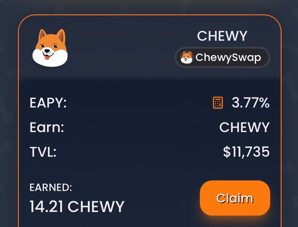 3 steps to passive income on <a href="/ChewySwap/">Chewy</a> with a favorite Shibarium project! 💰

1.  Stake #Shiboshis
2. Stake $SNOOZE ♥️
3. Farm $CHEWY rewards from steps 1-2 for more $CHEWY

I’ve earned approx. 7.5K $CHEWY or $180 just for parking my funds. (Don’t tell Jim! 🤫🤭) 

Join us at