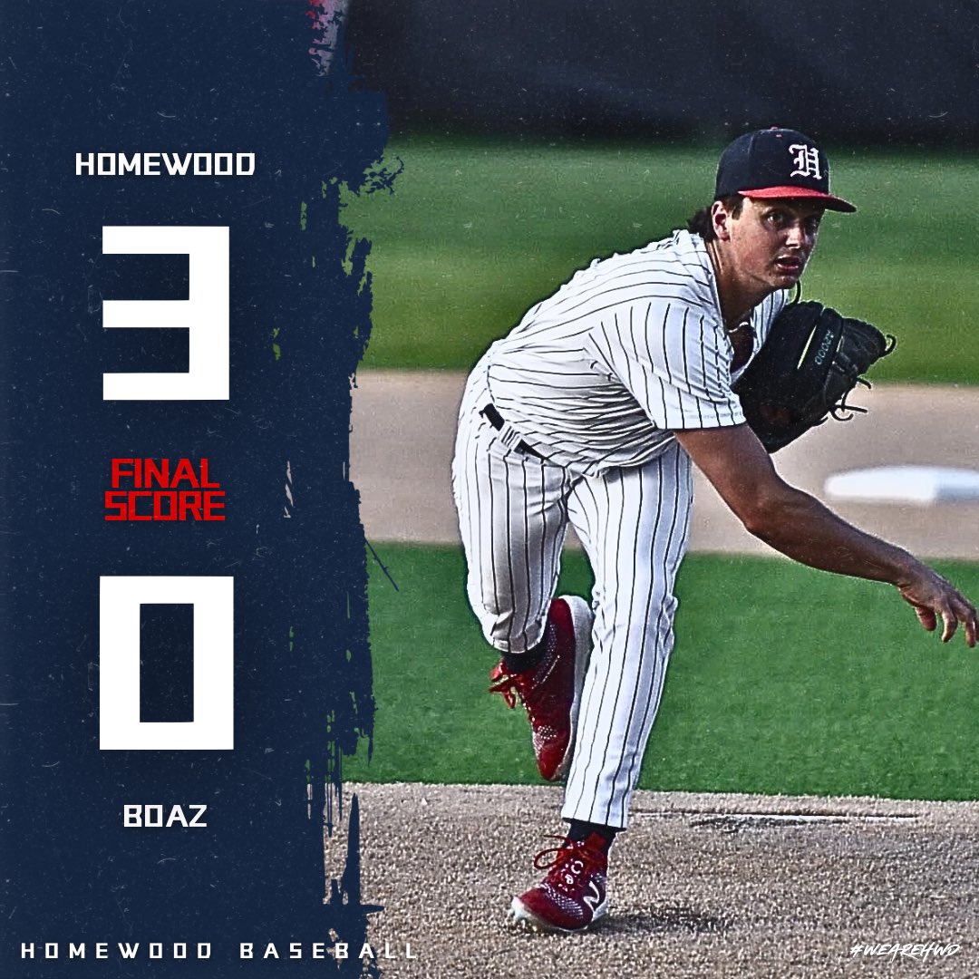 Patriots (26-6) win on the road vs. #6 5A Boaz. <a href="/JackRoss_5/">Jack Ross</a> threw a masterful CG going 7IP, 2H, 0BB &amp; 8K. George Brockwell started the scoring with an RBI single, Ross hit a solo HR &amp; Ben Roberts drove in the 3rd run with a squeeze bunt. <a href="/NickoliLevi/">Levi nickoli</a> made multi plays at SS!