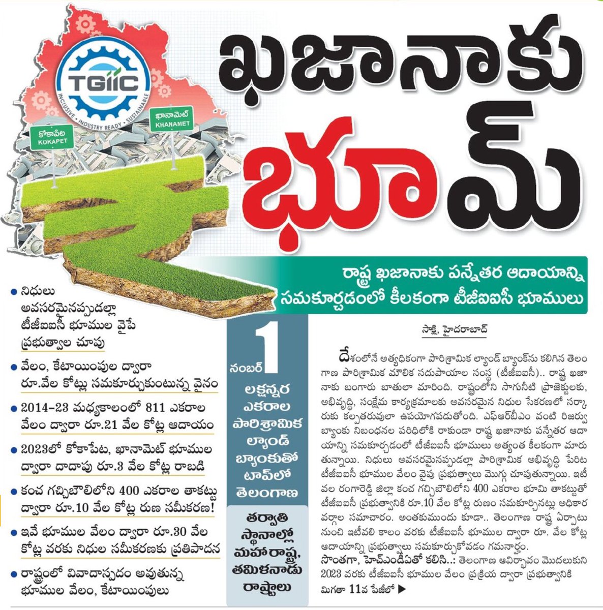 f9today's tweet image. #TGIIC Telangana tops in India with 1,50,000 acres of land bank under Telangana Industrial Infrastructure Corporation Ltd.(TGIIC) #Telangana