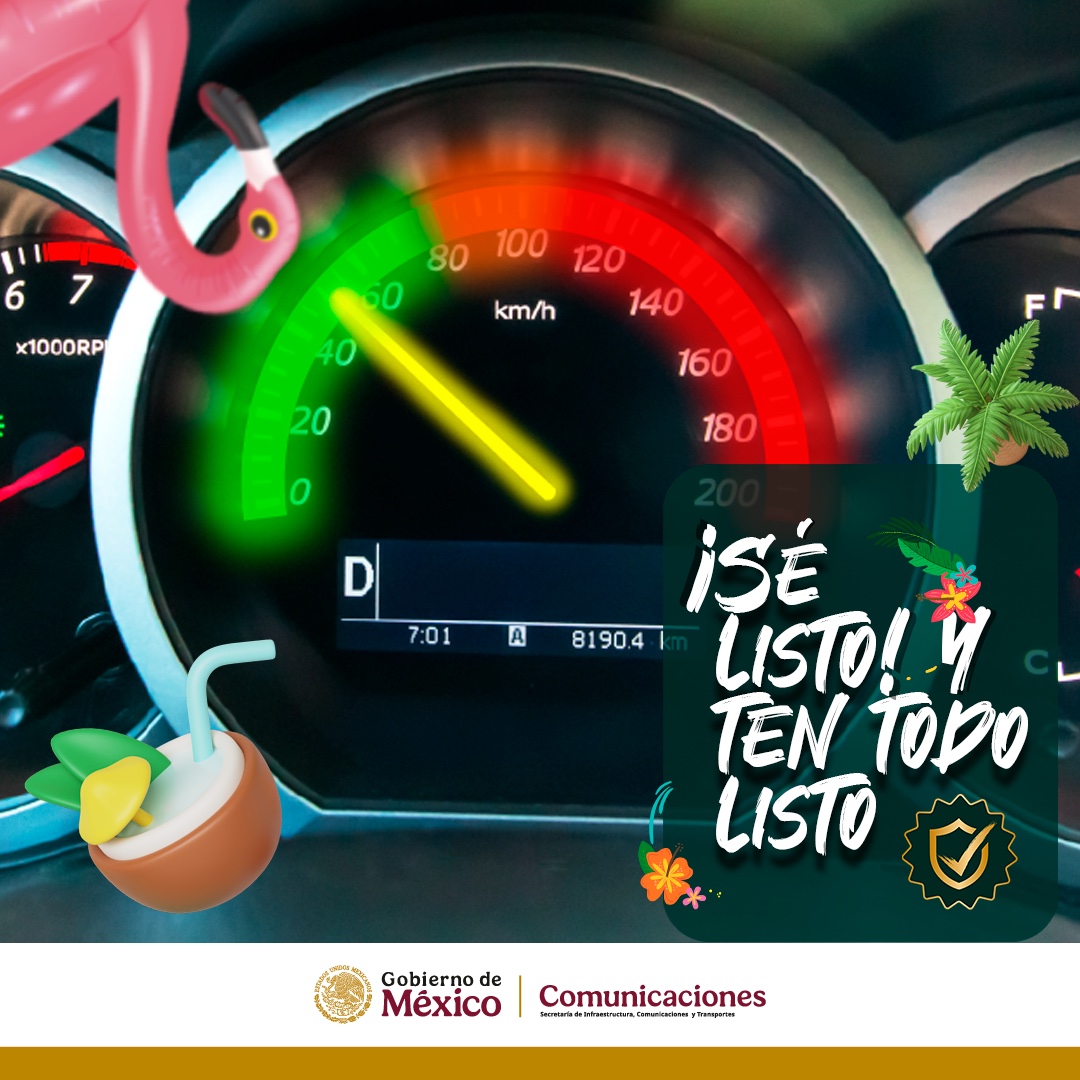 ¡Sé listo! Y ten todo listo ✅
Por tu seguridad, respeta los señalamientos y límites de velocidad al viajar por la red carretera federal en el próximo periodo vacacional 🦩🌴

La #SeguridadVial la construimos todas y todos.