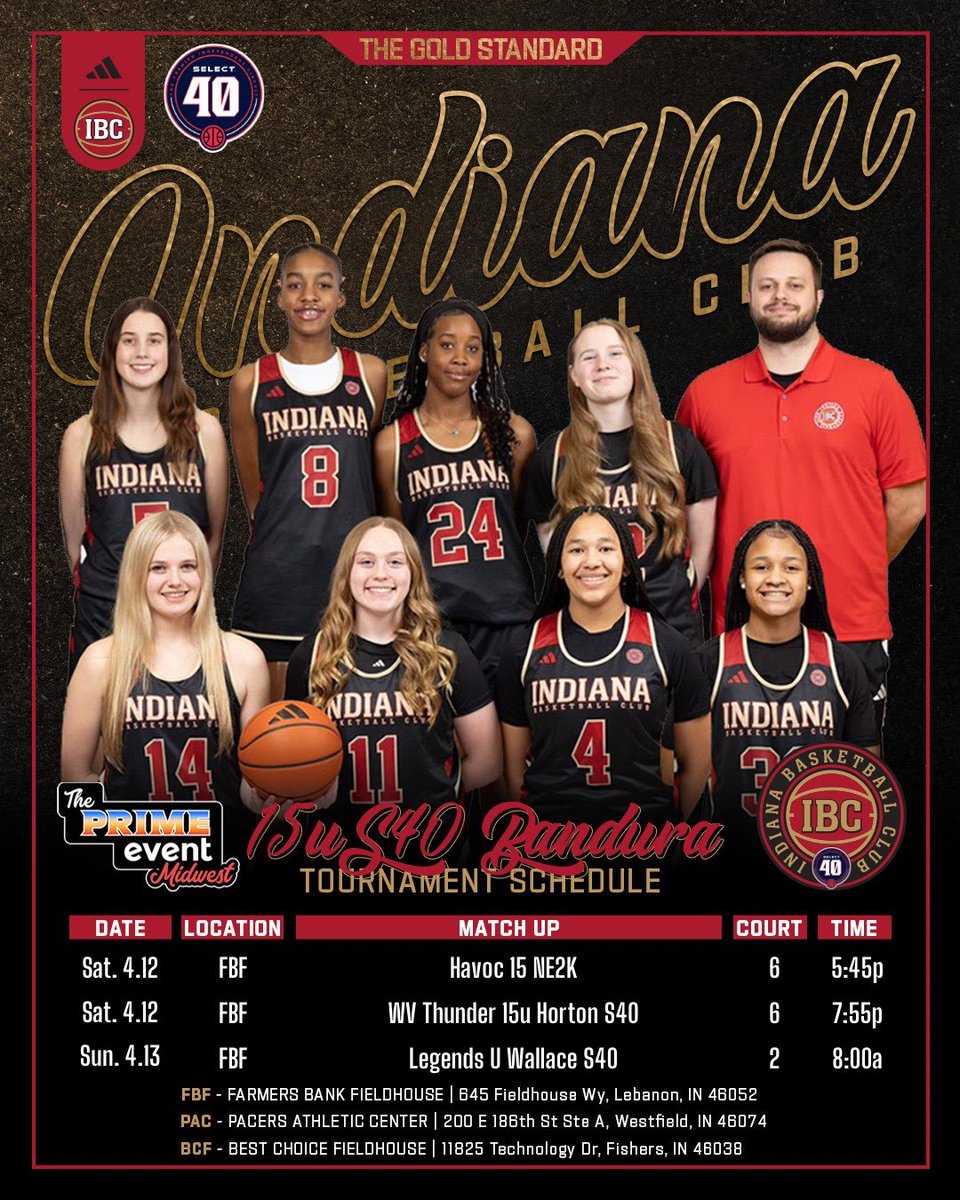 ibc_wbb_15u_s40_bandura (@ibcbandy15u_s40) on Twitter photo Locked in for The Prime Event Midwest!
Our 15U S40 Bandura squad is ready to bring the heat this weekend.
Catch us at Farmers Bank Fieldhouse—3 big games, one mission. Let’s work!
#IBC #Select40 #TheGoldStandard #GirlsHoops #AAUBasketball
<a href="/IBCWBB/">Indiana Basketball Club</a> Locked in for The Prime Event Midwest!
Our 15U S40 Bandura squad is ready to bring the heat this weekend.
Catch us at Farmers Bank Fieldhouse—3 big games, one mission. Let’s work!
#IBC #Select40 #TheGoldStandard #GirlsHoops #AAUBasketball
<a href="/IBCWBB/">Indiana Basketball Club</a>