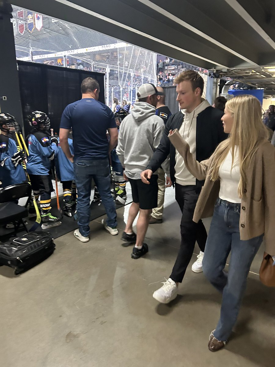 PetersenWill's tweet photo. Avalanche superstars Cale Makar and Nathan MacKinnon are here to support their captain Gabriel Landeskog 😎 https://t.co/7ASZokxDbZ