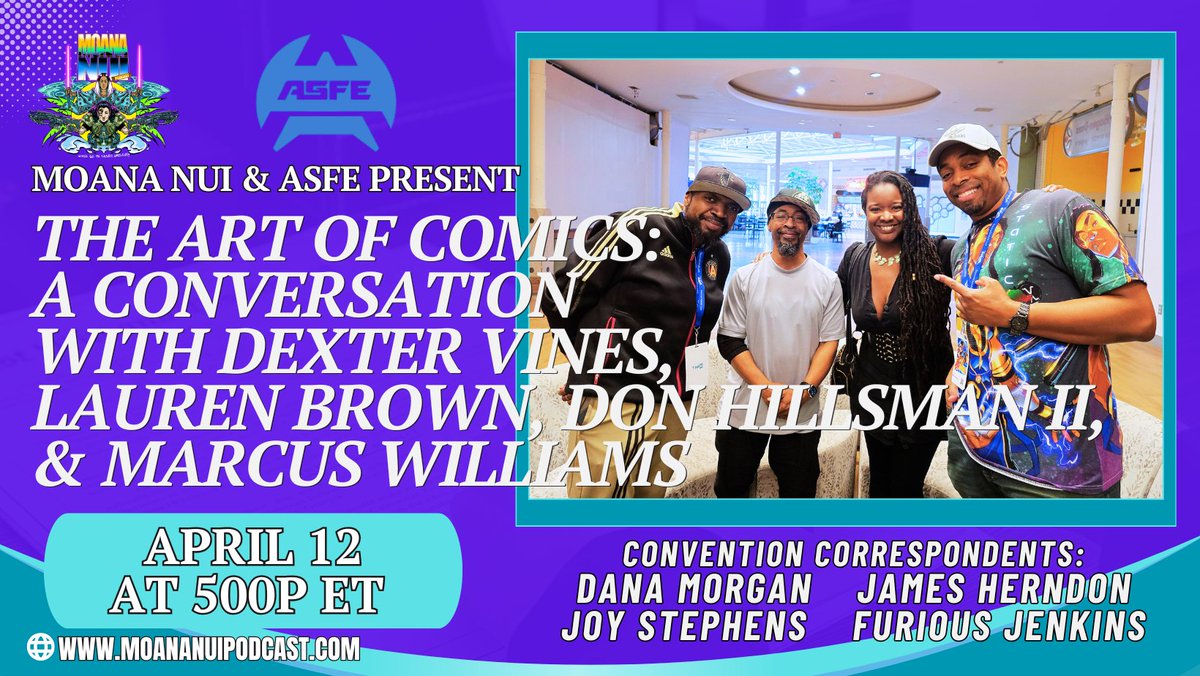 ATLSciFiExpo's tweet photo. A Conversation with Dexter Vines, Lauren Brown, Don Hillsman II, and Marcus Williams
April 12th
5pm EST
https://t.co/uA9p2pyKjJ
#PressInterview #GuestInterview #Atlanta #ASFE #SciFi #Fantasy #Expo #NorthlakeMall https://t.co/awUGBoO0V8