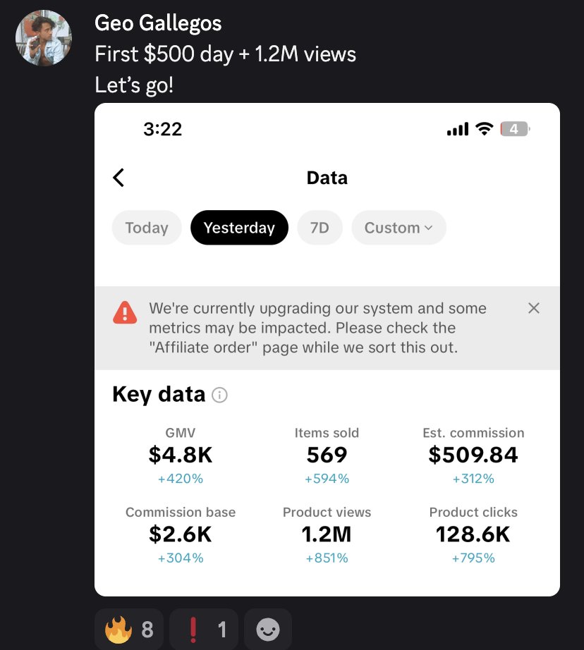 Amazing results by Geo who joined us 20 days ago

In 20 days he was able to achieve what the majority of people achieve in a bunch of months

The $500/day benchmark is the second most important one after the $1K/day

He is going to get consecutive $1K/days before April, and he’ll