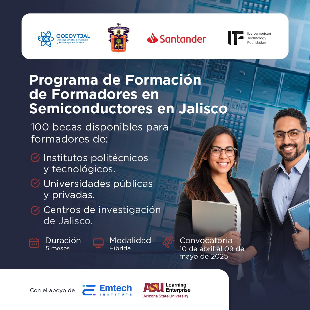 ¿Te interesa capacitarte como formador en semiconductores?

Participa en este programa para formadores de universidades públicas y privadas, así como centros de investigación de Jalisco.

Consulta la convocatoria
📲semiconductoresjalisco.udg.mx