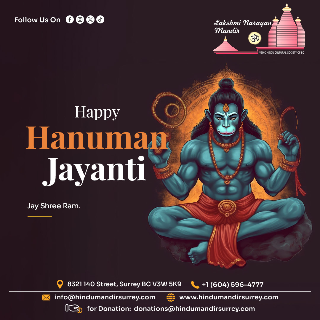 surreymandir's tweet photo. Lakshmi Narayan Mandir wishes Happy HANUMAN JAYANTI to all the Devotees... https://t.co/WZolgiihtH