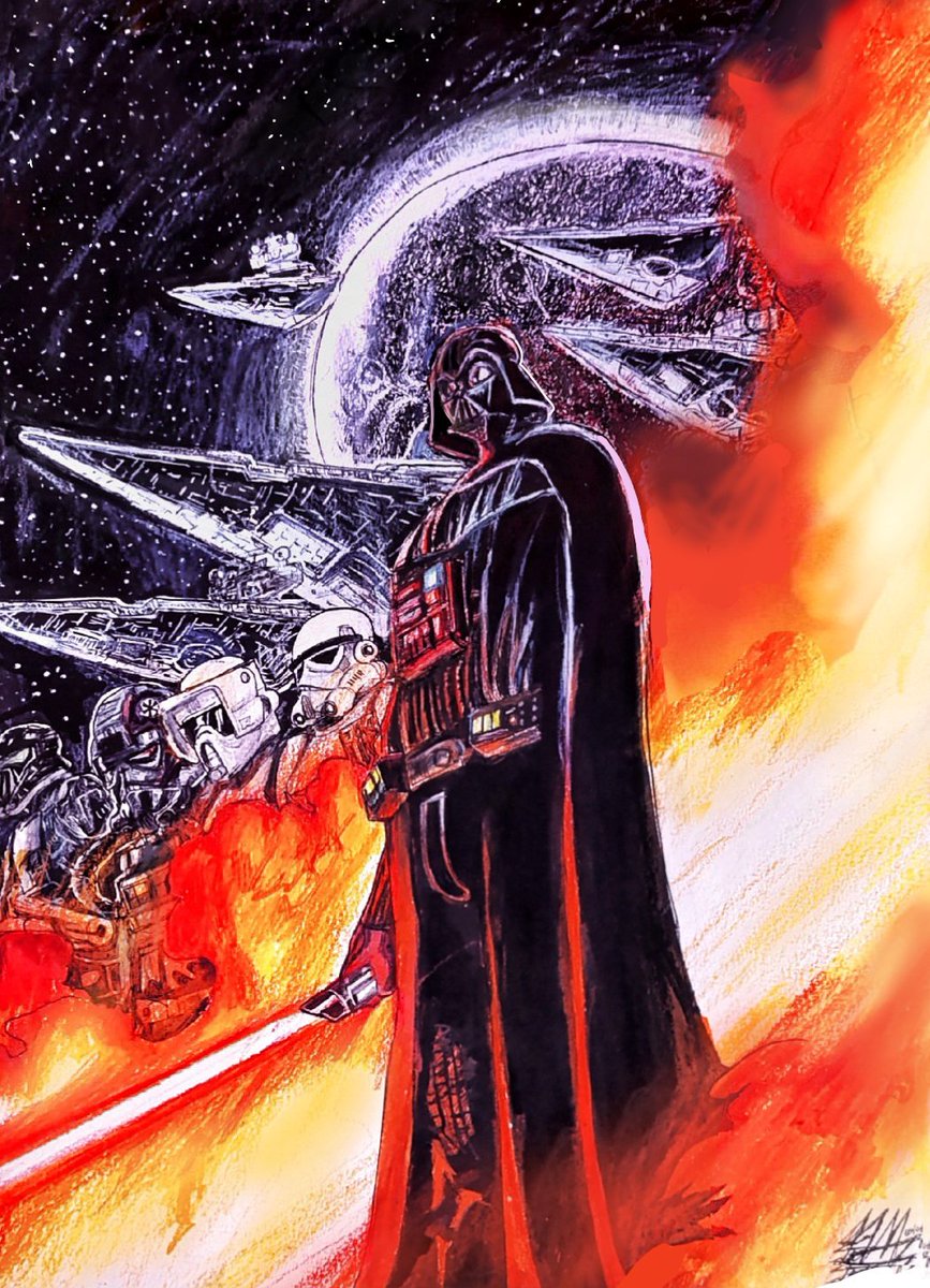 aymengo_2022's tweet photo. Hola gente. Cómo están? Después de unos días de descanso, y de pausas, finalmente el dibujo de Darth Vader! Espero que les guste. 

 #drawing #marvel #starwars #darthvader #lordsith #sith #fanart #color #traditionalart #illustration #stormtrooper #deathtrooper #explosion #color https://t.co/MkmMiwdbGc