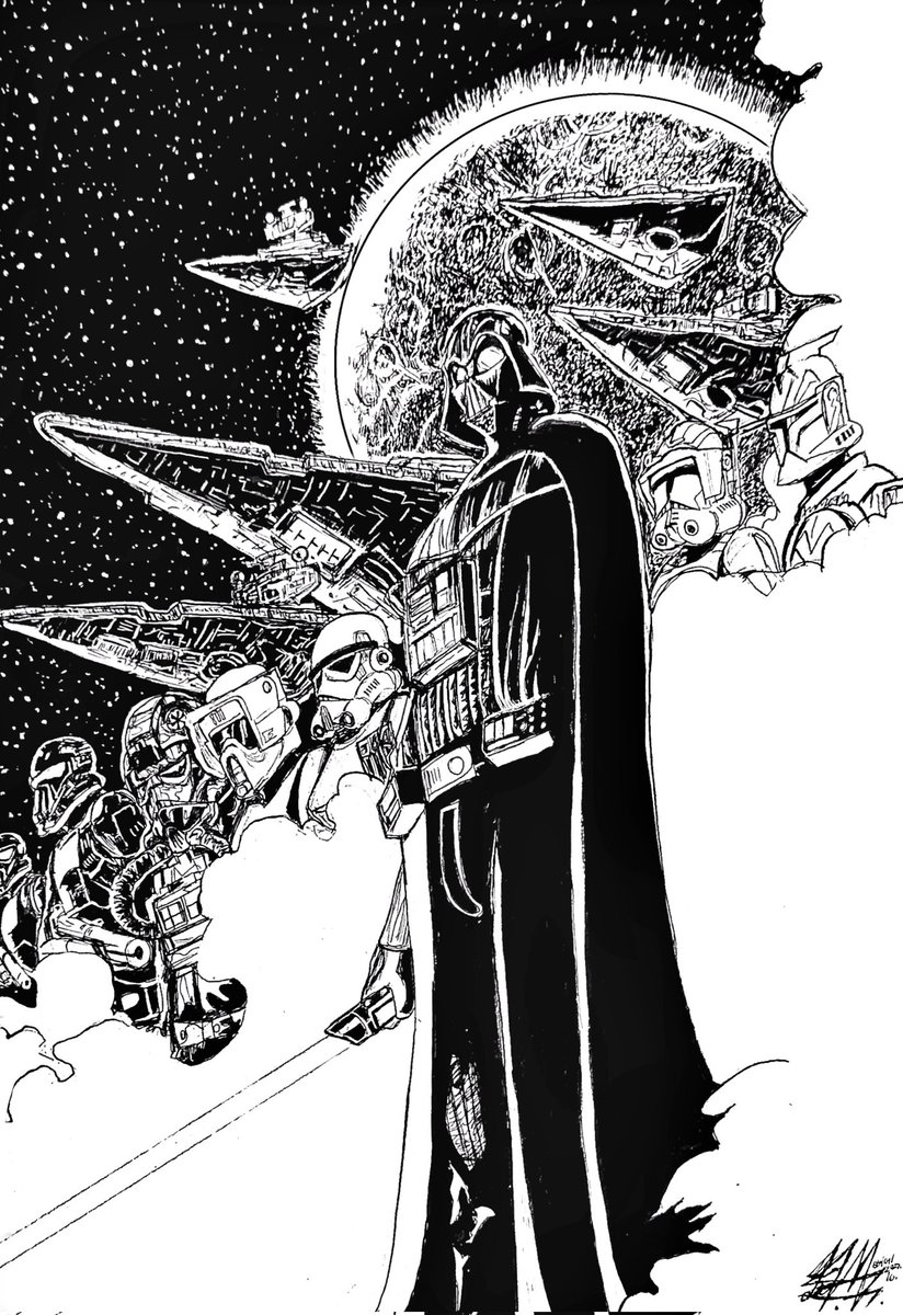 aymengo_2022's tweet photo. Hola gente. Cómo están? Después de unos días de descanso, y de pausas, finalmente el dibujo de Darth Vader! Espero que les guste. 

 #drawing #marvel #starwars #darthvader #lordsith #sith #fanart #color #traditionalart #illustration #stormtrooper #deathtrooper #explosion #color https://t.co/MkmMiwdbGc
