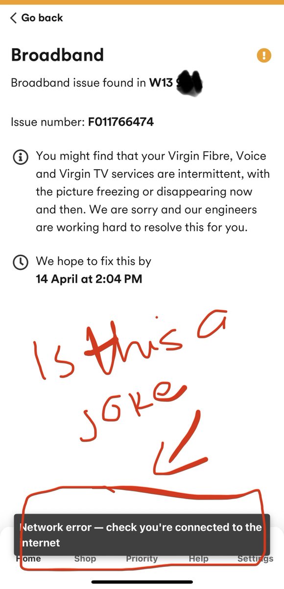 cookson_m's tweet photo. @virginmedia what is happening with your broadband i have been without it for 27 hours now. You put my bill up by 6.7% yesterday and fail to give me a service,  that allows me to work to pay your bill. This is not good enough! And a fix by the 14th is taking the p$$s https://t.co/vI29HxK5BH