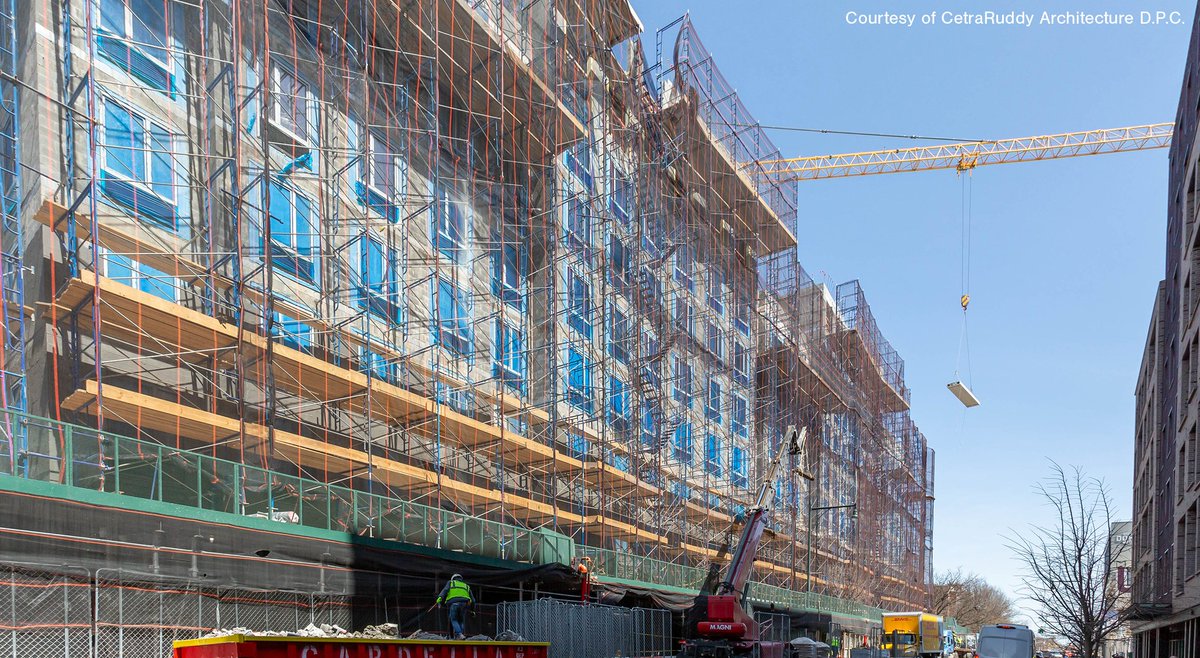 CAMBAHousing's tweet photo. CHV's Clarkson Estates tops out! The final roof plank was hoisted into place atop the 9-story building by Bruno Frustaci Contracting. The construction, development &amp; design teams, including @CetraRuddy &amp; @StarrWhitehouse, gathered at the site to celebrate  https://t.co/n1qAE0O1Fi https://t.co/2jqrmK9Ubr