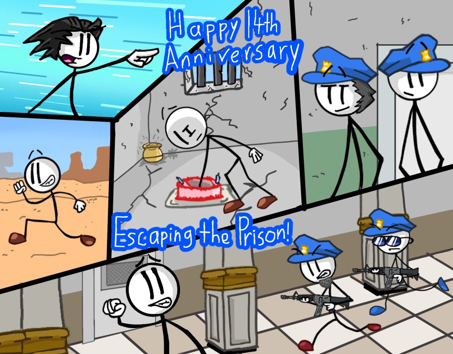 SG64alt's tweet photo. Happy 15th anniversary to Escaping the Prison! 

I don’t have any anniversary art this year so I thought I might just repost some art that I made in previous years.

#HenryStickmin #HenryStickminFanArt #TheHenryStickminCollection #EscapingThePrison https://t.co/1E8a1Aryxy