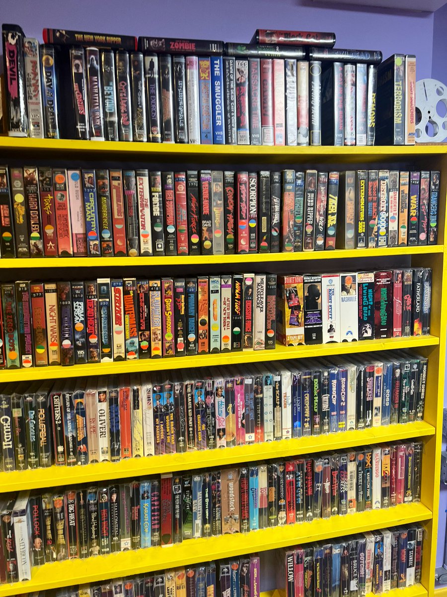 Carlos_Film's tweet photo. A new video store opened in Williamsburg today: Night Owl Video. They don’t rent but they sell VHS, DVDs, Blu-Rays, laserdiscs, and film related books. Super cool store! https://t.co/EaNKQt4FKs