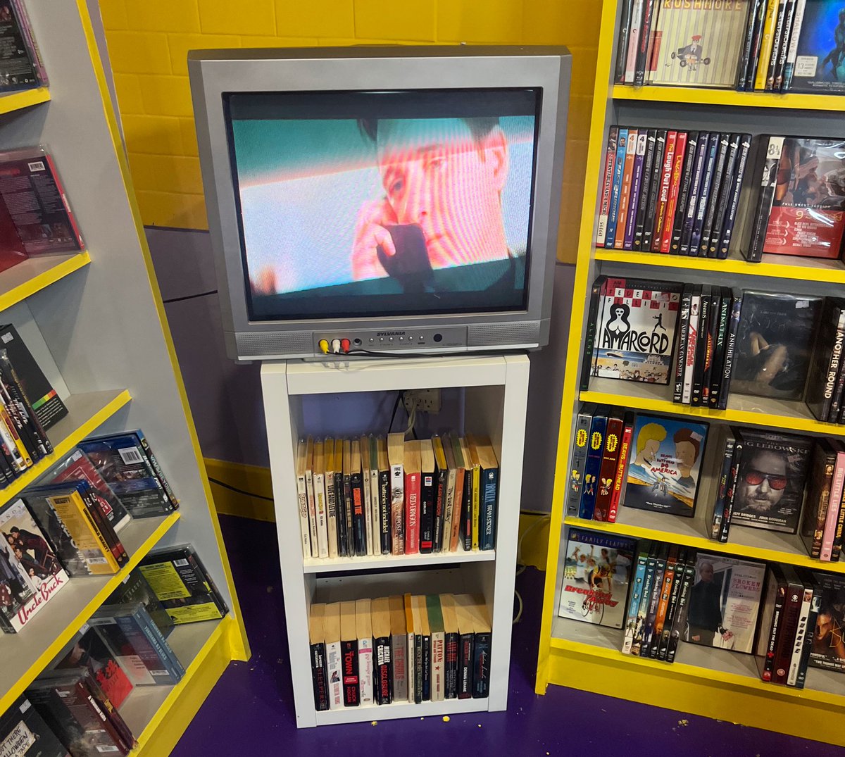 Carlos_Film's tweet photo. A new video store opened in Williamsburg today: Night Owl Video. They don’t rent but they sell VHS, DVDs, Blu-Rays, laserdiscs, and film related books. Super cool store! https://t.co/EaNKQt4FKs