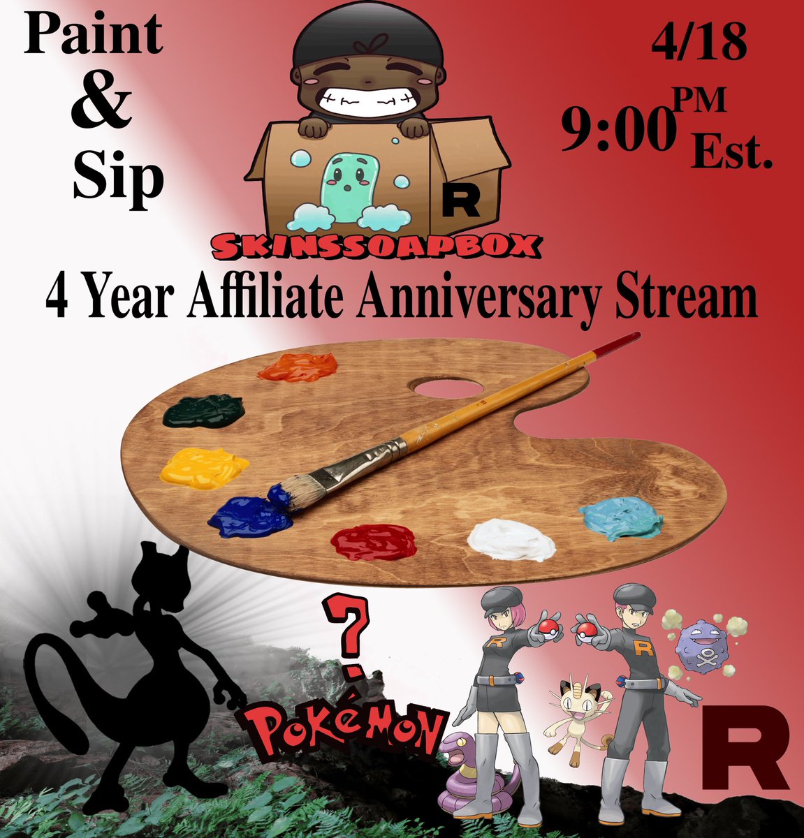 We’re celebrating 4 years of streaming with an art stream thank you all for 4 years on Twitch 4/18/25 9:00 PM EST / Paint &amp; Sip join in on the vibes !