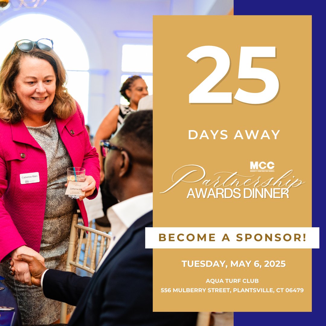 Just 25 days away!

Join us for the MCC Partnership Awards Dinner — an inspiring evening of connection, celebration, and community impact.

There’s still time to become a sponsor and be part of something meaningful!

To sponsor visit: mccforct.org/2025-partnersh…

#MCC #Partnership
