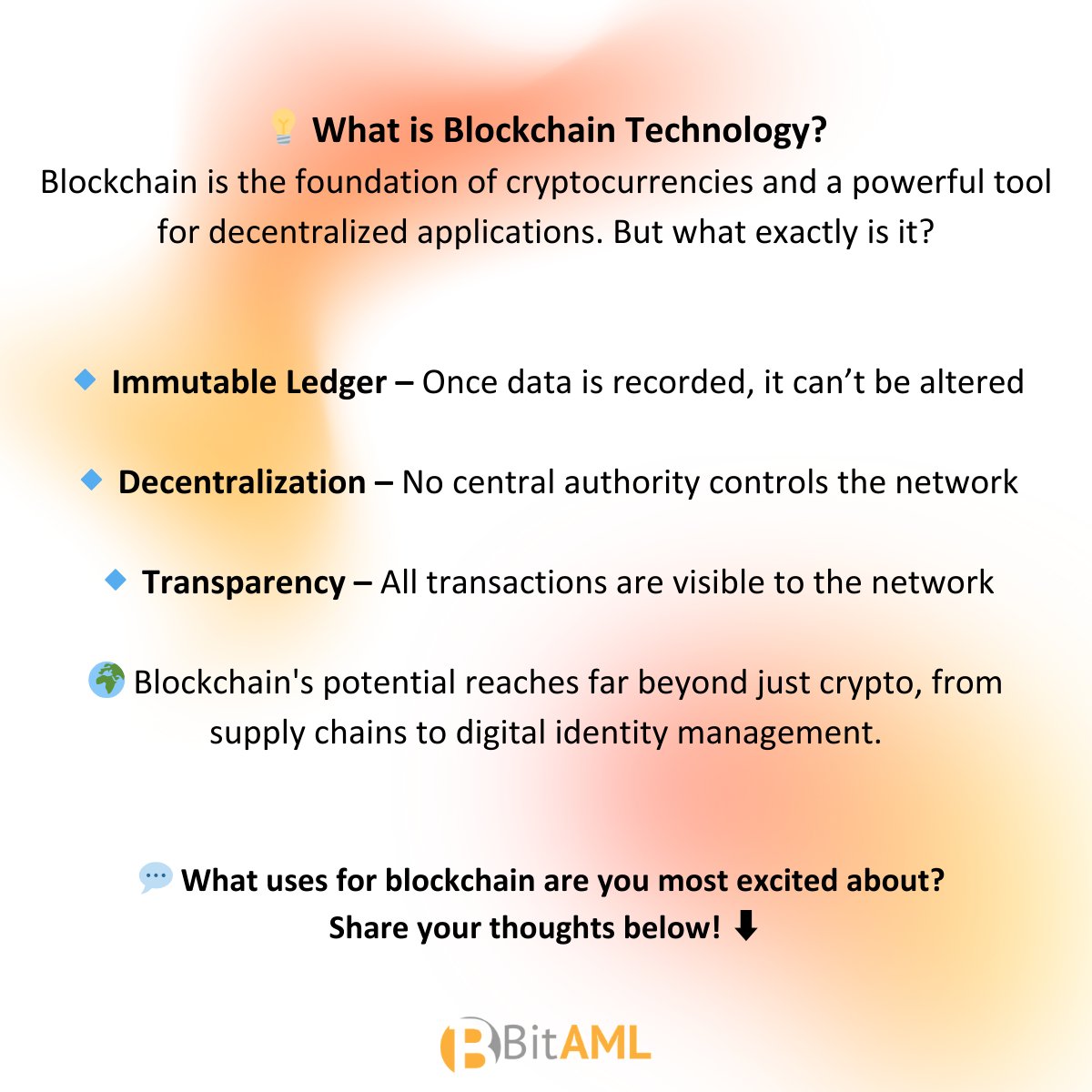 From immutable ledgers to decentralized networks, discover how the blockchain is redefining transparency and trust in digital transactions. 🌐💡 Dive into its potential for supply chains, digital identity! 🚀 Let us know! ⬇️ #BlockchainTechnology #CryptoBasics #DigitalAssets #