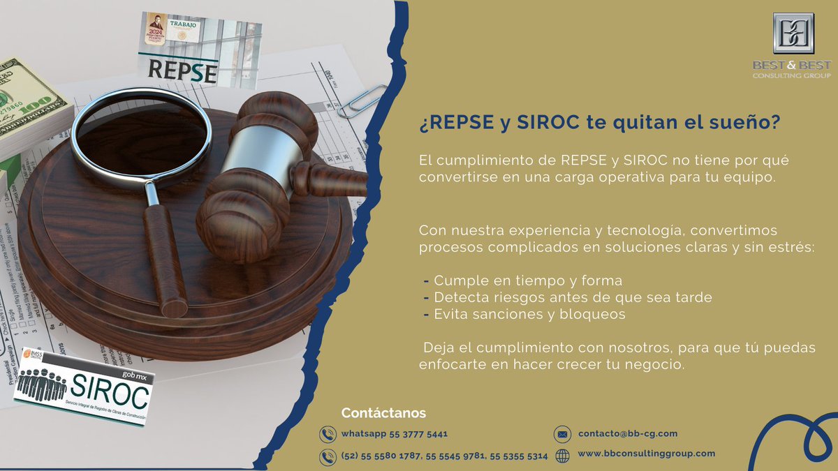 SoftwareVALA's tweet photo. ¡Que el cumplimiento de REPSE y/o SIROC no te quiten el sueño!
Conócenos y contáctanos
https://t.co/KEOFaDPfDY
Escríbenos por whatsapp 55 3777 5441
Envíanos un correo: contacto@bb-cg.com
¡Llevamos tu protección al siguiente nivel!
#REPSE #SIROC #Cumplimiento #multasfiscales https://t.co/eLdu34ZgR6