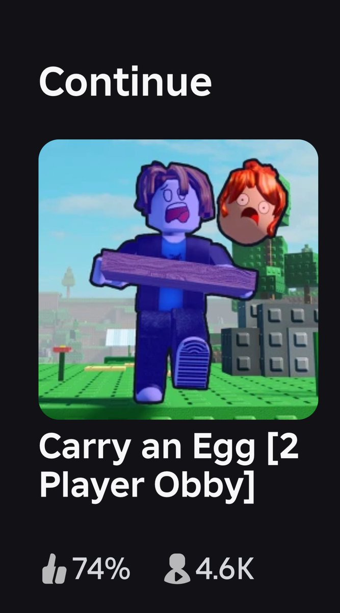 Just wanted to say a massive thank you to everyone who still plays our game Carry an Egg 2 Player Obby 🥳

We’re forever grateful - thank you for giving us the opportunity to create more games on Roblox (stay tuned!) 🫡