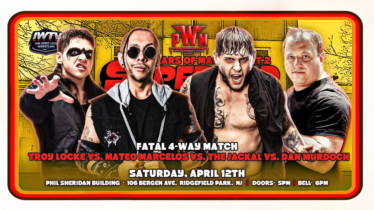 WrestlingMagic's tweet photo. Behind the Match: @TroyLockePro VS @mateo_marcelos VS The Jackal VS Dan Murdoch Tomorrow! 

https://t.co/KlqFXIV8jo @indiewrestling 

#10YearsOfMagic https://t.co/eggG1WqQJP