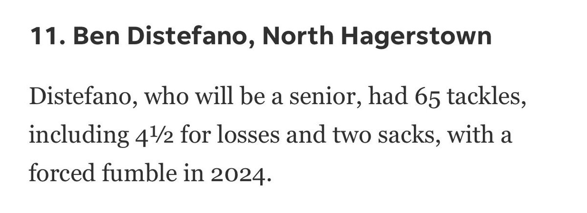 Benjamind5878's tweet photo. Made #11 Out of #25 for Herald Mail top 25 football players to watch for the 2025 season!!!🏈💪 https://t.co/Au4irCePFZ