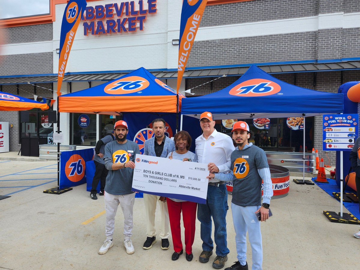 Congratulations to Dees Oil Company and 76®, on the grand opening of a new gas station in Abbeville today! As part of their ongoing commitment to supporting local communities, they made a $10,000 donation to our organization! We are so thankful! 🧡💙