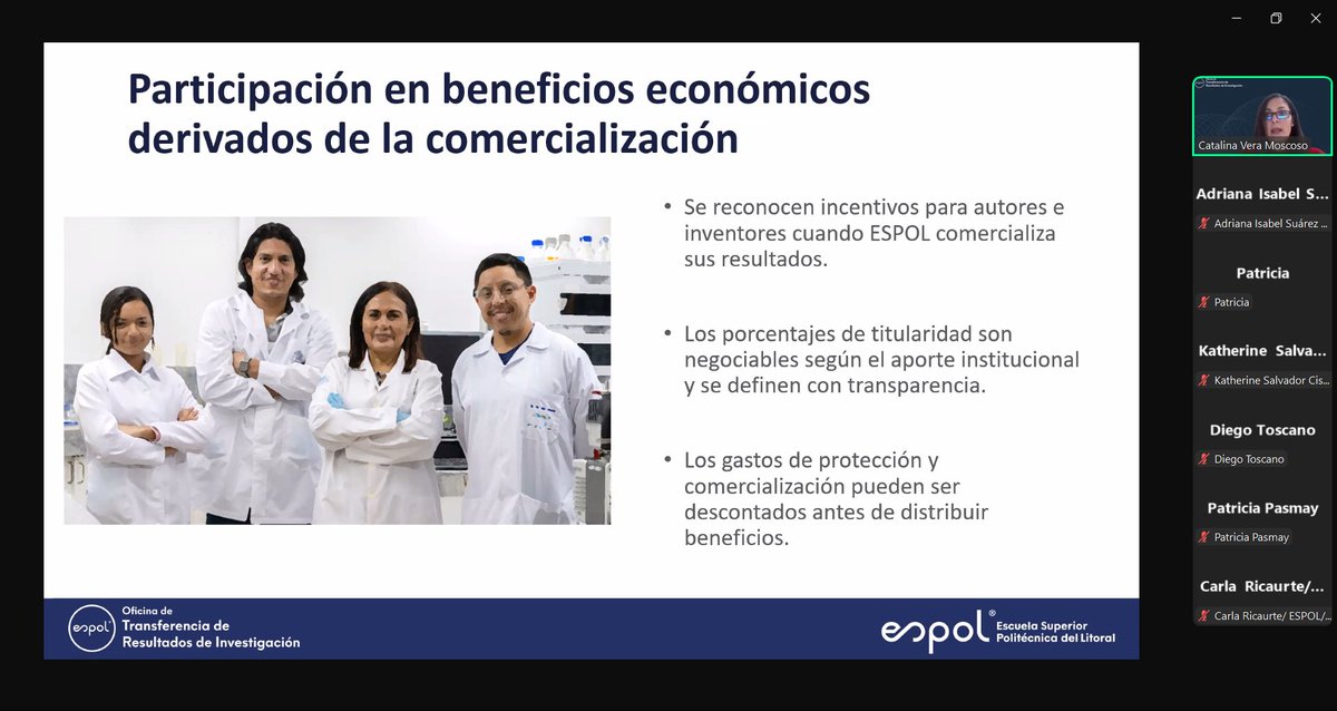 💡 ¡Iniciamos hoy con el primer Webinar sobre la Política de Propiedad Intelectual y Transferencia Tecnológica de la ESPOL!

Exploramos cómo proteger ideas y vincular la innovación con el entorno productivo.

📸 Aquí algunos momentos destacados:
#IniciativasOTRI