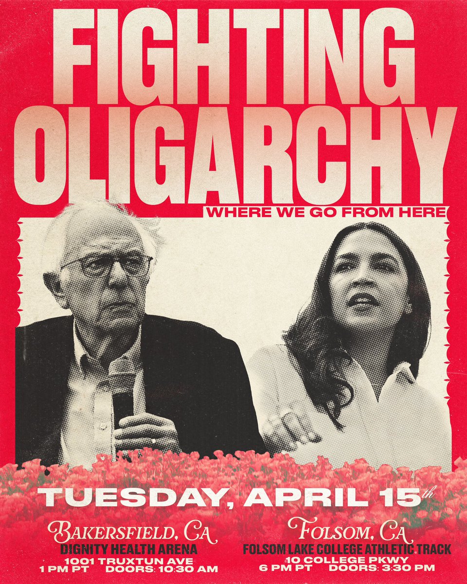 A handful of incredibly wealthy people want to move us into oligarchy and authoritarianism.

We have a different idea.

Join us in Bakersfield and Folsom on Tuesday as we come together to build a new vision for America: 
berniesanders.com/oligarchy/