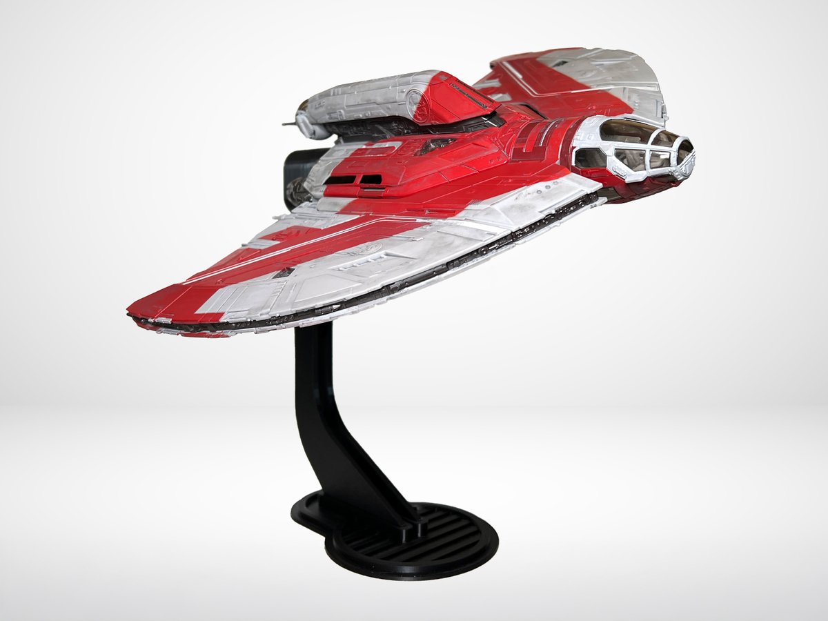 RandomProject_9's tweet photo. New stand alert! Elevate your Micro Galaxy Squadron Ahsoka Tano’s T-6 Shuttle with a custom 3D-printed flight stand. Pivot-ready in 6in or 9in heights. Shuttle not included. Get yours: https://t.co/2UNBVdZ7RJ #StarWars #MicroGalaxySquadron https://t.co/RhTStmXd4w