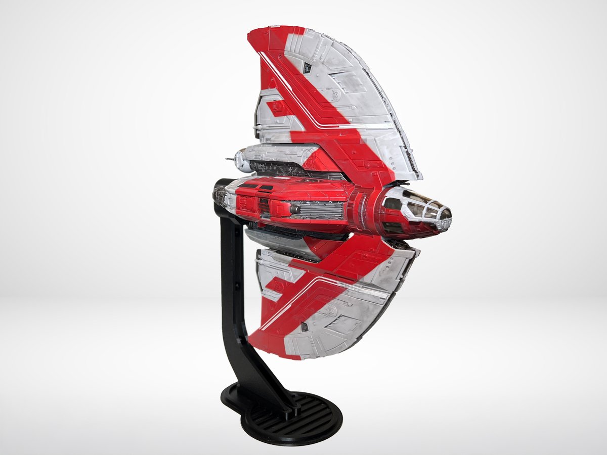 RandomProject_9's tweet photo. New stand alert! Elevate your Micro Galaxy Squadron Ahsoka Tano’s T-6 Shuttle with a custom 3D-printed flight stand. Pivot-ready in 6in or 9in heights. Shuttle not included. Get yours: https://t.co/2UNBVdZ7RJ #StarWars #MicroGalaxySquadron https://t.co/RhTStmXd4w