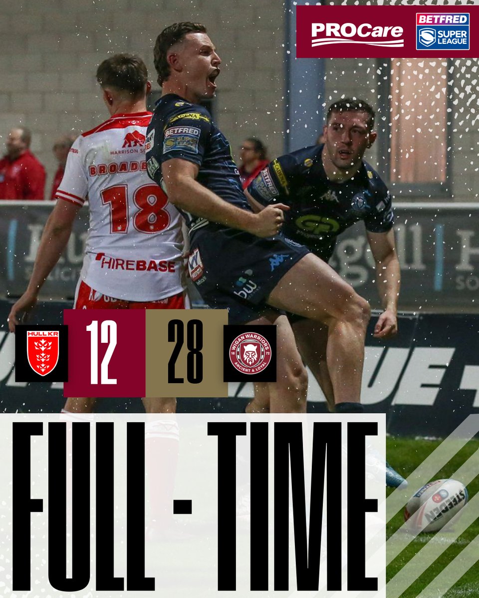 WiganWarriorsRL's tweet image. ⏱ 𝙁𝙐𝙇𝙇 𝙏𝙄𝙈𝙀 @procareltd 

A MASSIVE Wigan win in East Hull! 💥

#WWRL #SLHKRWIG
