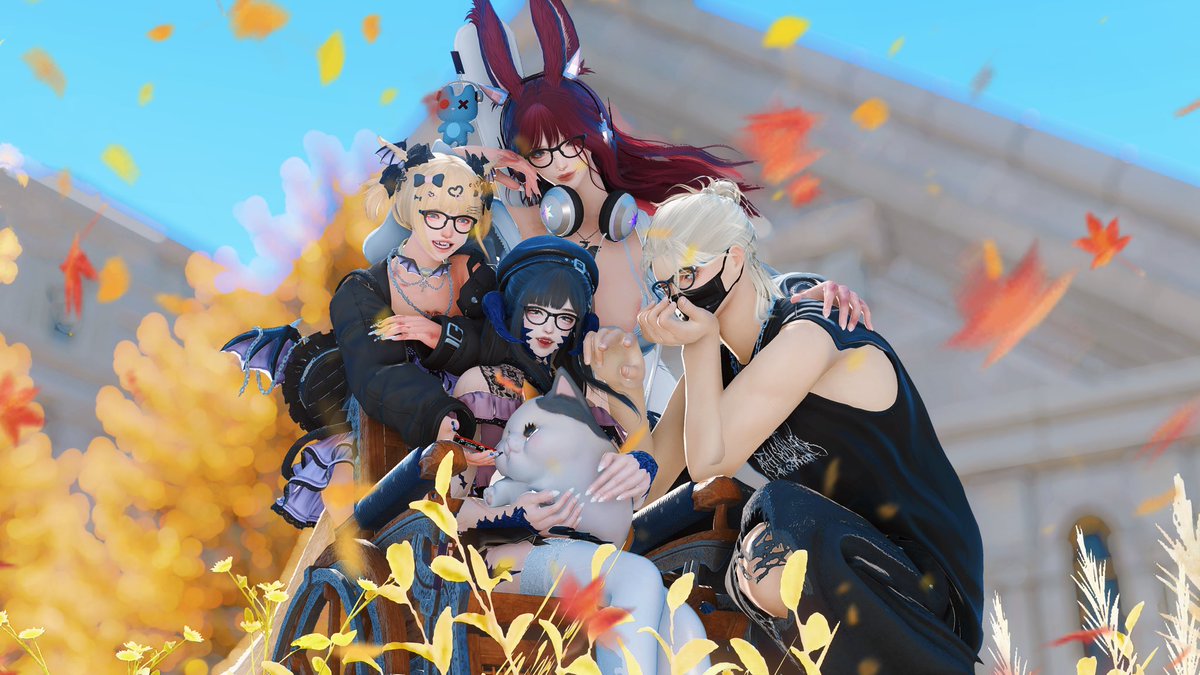 我的4个oc的全家福，轮椅的故事慢慢补充吧（闭目）