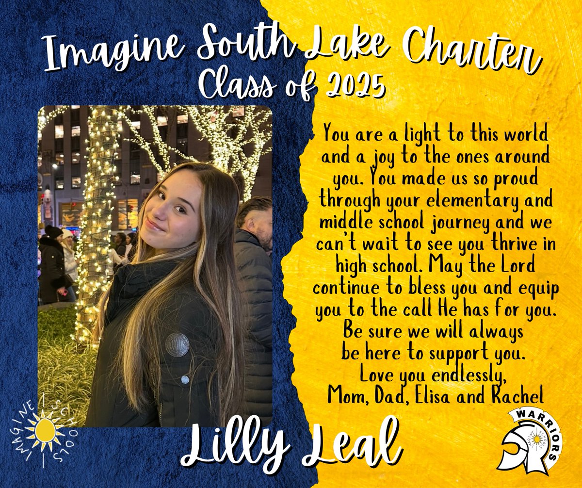 ImagineSLSchool's tweet photo. This #8thGradeTribute is for Lilly Leal. Great job, Lilly! https://t.co/4aVZUoCLv2