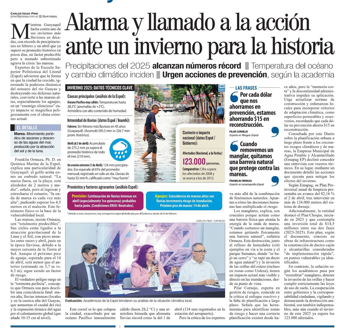 🌧️ ¡Invierno histórico en camino! Las precipitaciones 2025 ya rompen récords 📈. El cambio climático y el calentamiento oceánico agravan la situación 🌊. Expertos de <a href="/espol/">ESPOL</a> alertan: urge prevención y acción inmediata. #Clima2025 #CambioClimático #PrevenciónYa #ESPOL 🌎⚠️