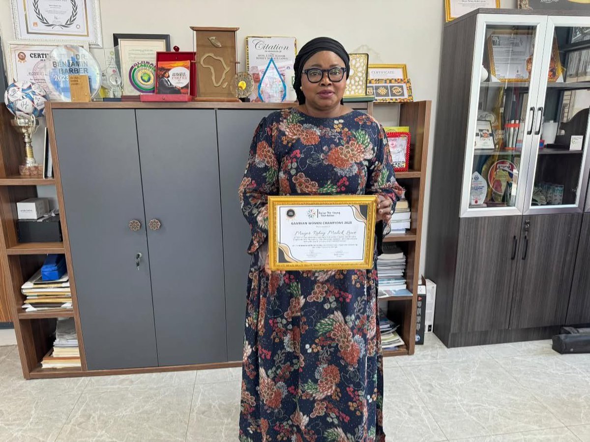Honoring a Champion of Change!

Today, we proudly presented the Gambian Women Champions 2025 award to Her Worship Mayoress <a href="/LoweMayor/">Mayor of Banjul Rohey Malick Lowe</a> , in recognition of her exceptional leadership and unwavering commitment to gender equality and women’s empowerment in The #Gambia.