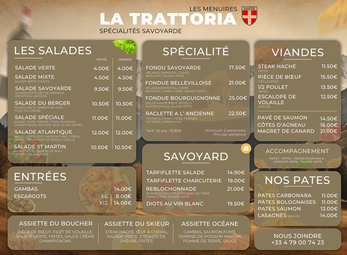 visualbyatn's tweet photo. Nouveau menu pour La Trattoria, Les Menuires.
Une carte claire, chaleureuse, qui met en appétit dès le premier regard.
Spécialités savoyardes au sommet !

#Design #MenuRestaurant #Savoie #LaTrattoria #IdentitéVisuelle https://t.co/WCCniPQn0g