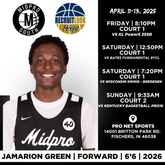 jaygreen2026's tweet photo. My schedule this weekend at @RL_Hoops Showcase, Come check us out! @midprosouth @MidProAcademy  @RL_HoopsIL https://t.co/xYyGz0jcR0