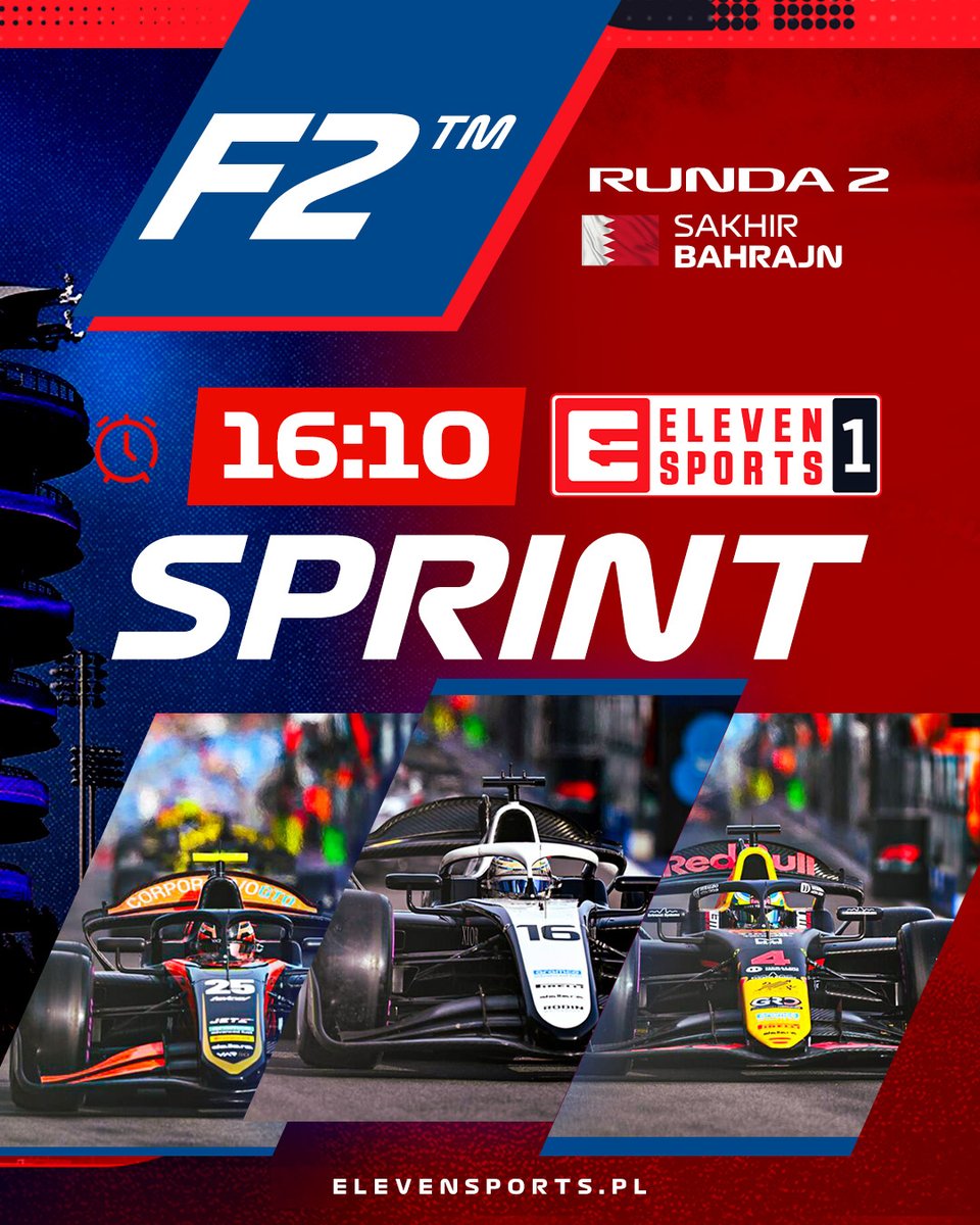 ELEVEN SPORTS PL (@elevensportspl) on Twitter photo Gabriele Minì wystartuje z pierwszego pola do wyścigu sprinterskiego #F2! Czy zdoła utrzymać pierwszą pozycję do mety dzisiejszej rywalizacji?
🏁 Sprint #BahrainGP🇧🇭
🏆 Formula 2
⌚️ 16:10
📺 Eleven Sports 1
🎙️ <a href="/bartosz_budnik/">Bartosz Budnik</a> i <a href="/mik_kaminski/">Mikołaj Kamiński</a>
#ElevenF1 Gabriele Minì wystartuje z pierwszego pola do wyścigu sprinterskiego #F2! Czy zdoła utrzymać pierwszą pozycję do mety dzisiejszej rywalizacji?
🏁 Sprint #BahrainGP🇧🇭
🏆 Formula 2
⌚️ 16:10
📺 Eleven Sports 1
🎙️ <a href="/bartosz_budnik/">Bartosz Budnik</a> i <a href="/mik_kaminski/">Mikołaj Kamiński</a>
#ElevenF1