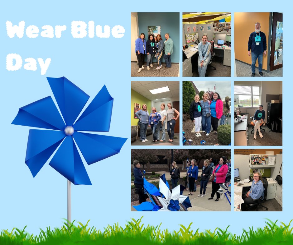 HoyletonYouth's tweet photo. Today, our staff proudly wore blue in honor of #WearBlueDay. 

Some of our team members joined the Belleville community event, where we heard  messages from speakers and planted a blue pinwheel garden—a symbol of childhood, hope, and the bright futures we all strive to protect. https://t.co/W1omhiU55v