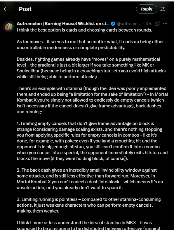 autremelon's tweet photo. #fightinggames #games #gamedev #gdevtalk

Ah, yes, with a quote, you can’t see that it’s one and a half screens of text...

but the whole joke is in the volume... https://t.co/iaEevicUHs