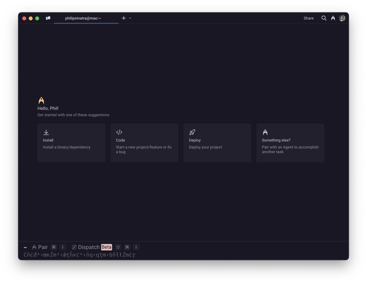 philsinatra's tweet photo. @warpdotdev version: v0.2025.04.09.08.11.stable_02 macOS—something funky in the prompt placeholder. https://t.co/DdxKrRWCip